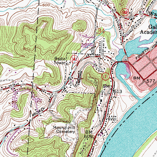Topographic Map of Evans Heights, OH
