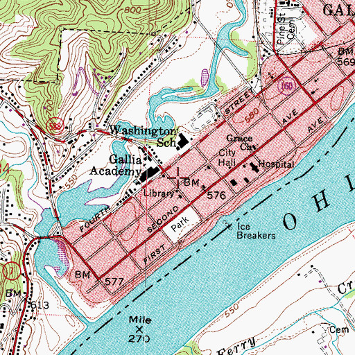 Topographic Map of Gatewood, OH