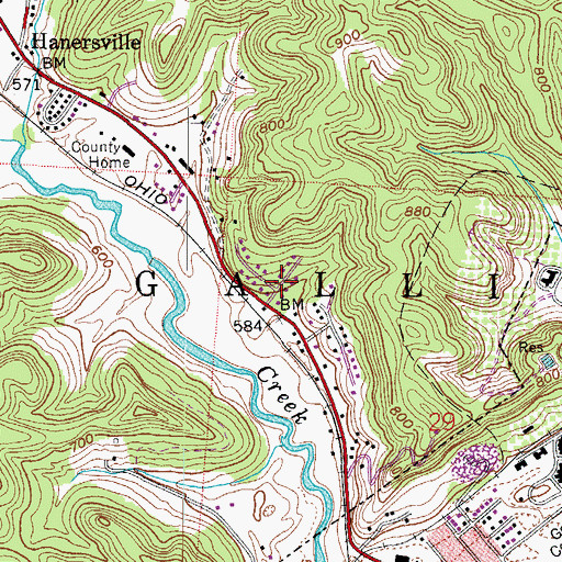 Topographic Map of Grandview Estates, OH