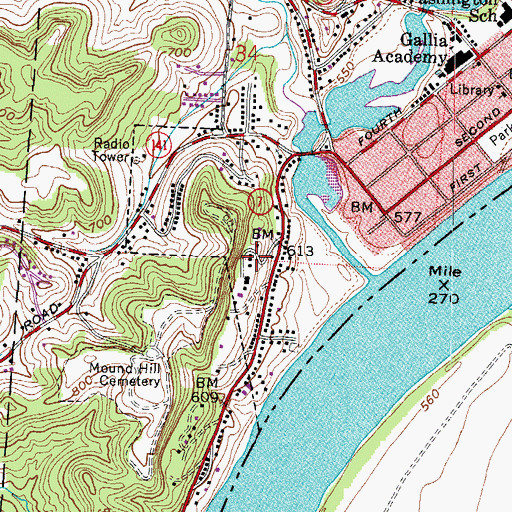 Topographic Map of Halliday Heights, OH