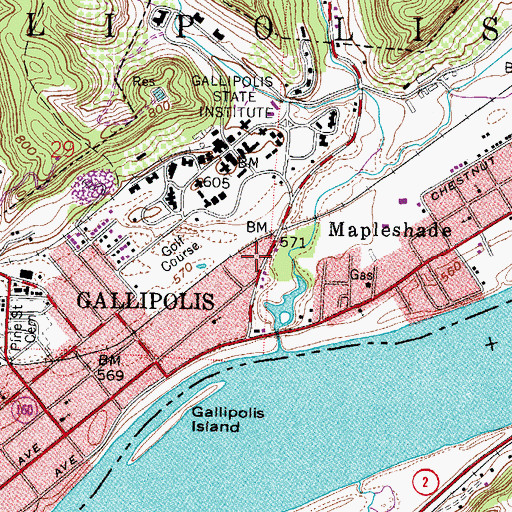 Topographic Map of Haskins Memorial Park, OH