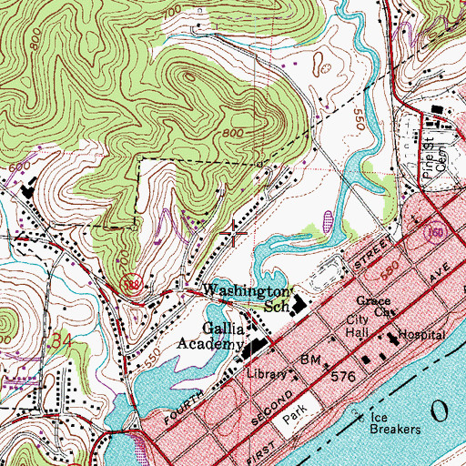 Topographic Map of Hedgewood, OH