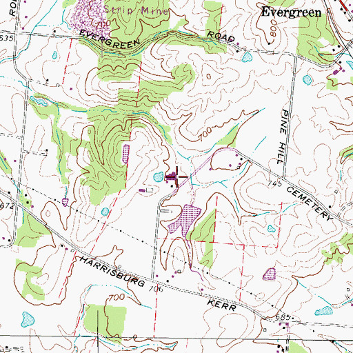 Topographic Map of Hidden Valley Ranch, OH