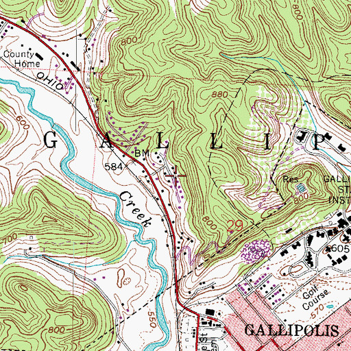 Topographic Map of Hilltop Subdivision, OH