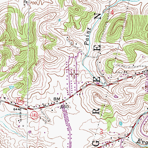 Topographic Map of Meadow Look, OH