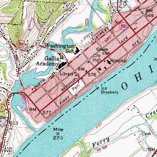 Topographic Map of Ohio Valley Visitors Center, OH