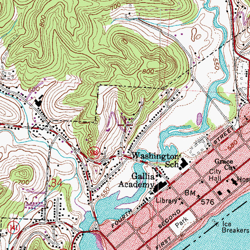 Topographic Map of Orchard Hill, OH