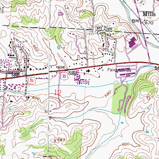 Topographic Map of Pleasant Valley Estates, OH