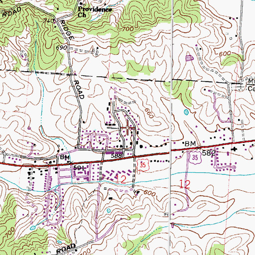 Topographic Map of Spring Valle Estates, OH