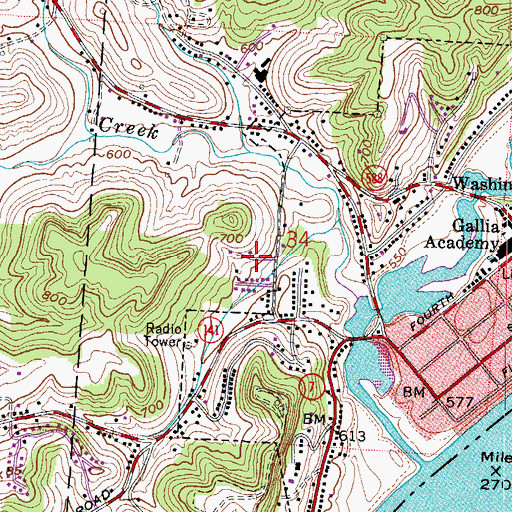 Topographic Map of Willow Woods, OH