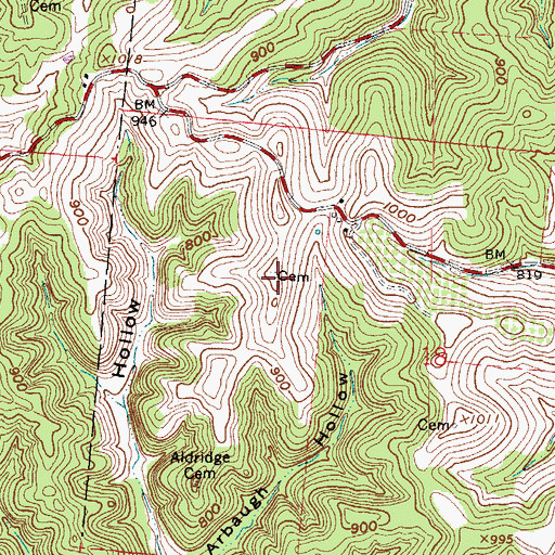 Topographic Map of Joe Delawder Cemetery, OH