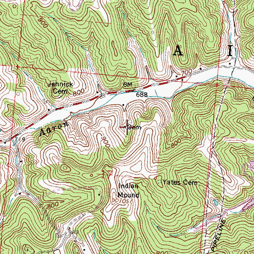 Topographic Map of John Neal Cemetery, OH