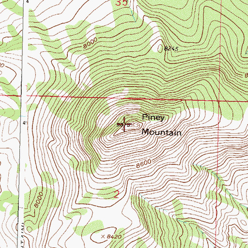 Topographic Map of Piney Mountain, CO
