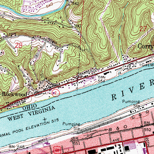 Topographic Map of Rockwood Baptist Church, OH