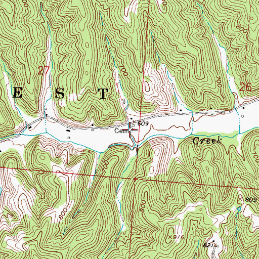 Topographic Map of Russell Cemetery, OH