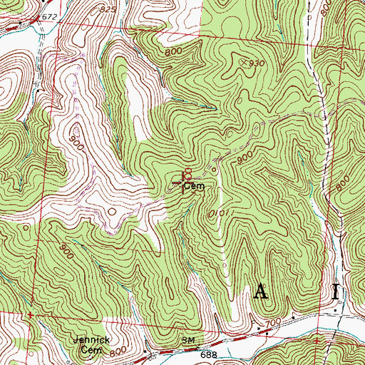 Topographic Map of Yates Cemetery, OH