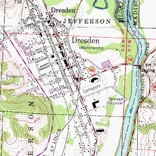 Topographic Map of Dresden United Methodist Church, OH