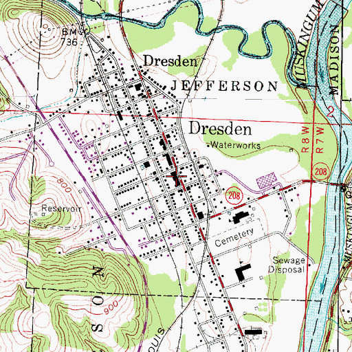 Topographic Map of Eschmans Hall, OH