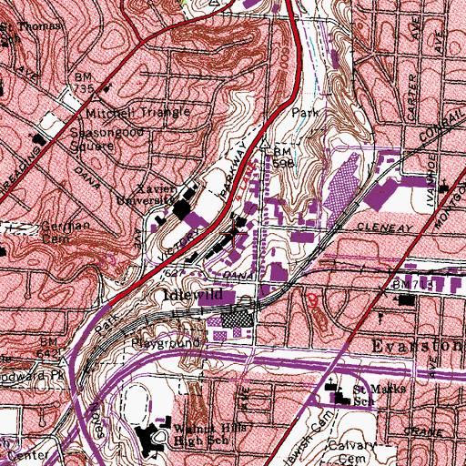 Topographic Map of Albers Hall, OH