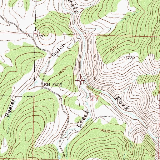 Topographic Map of Bedrock Creek, CO