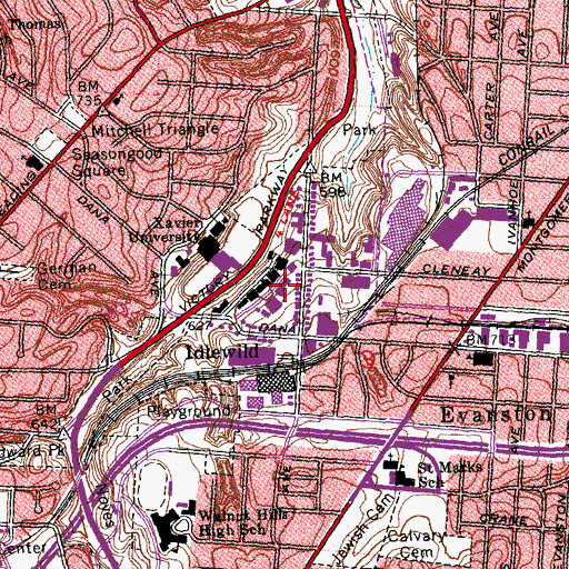 Topographic Map of Alter Hall, OH