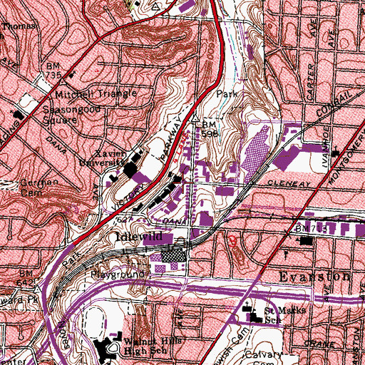 Topographic Map of Bellarmine Chapel, OH