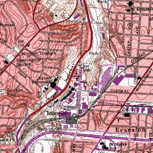 Topographic Map of Brockman Hall, OH