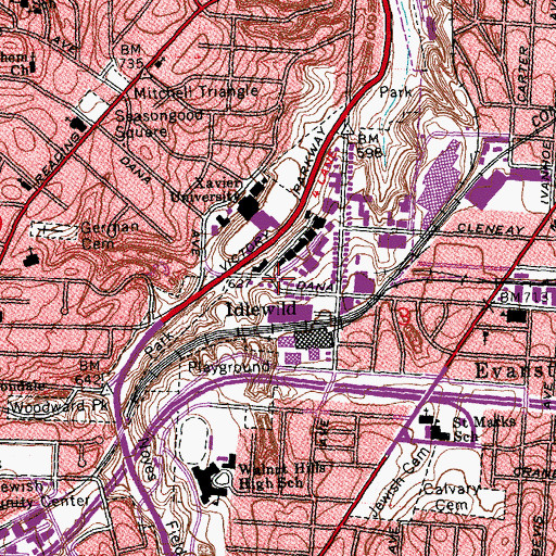 Topographic Map of Buschmann Hall, OH