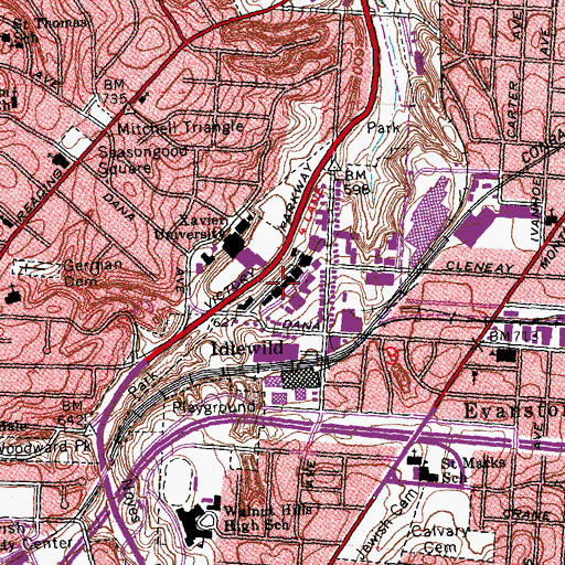Topographic Map of Hinkle Hall, OH