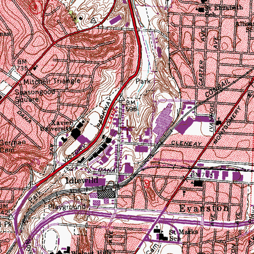 Topographic Map of Kuhlman Hall, OH
