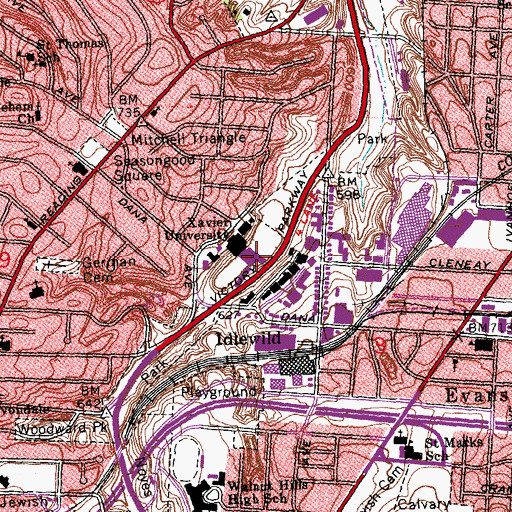Topographic Map of O'Connor Sports Center, OH