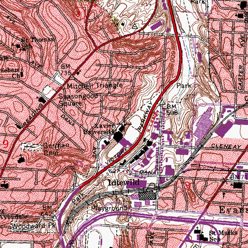 Topographic Map of Saint Barbara Hall, OH