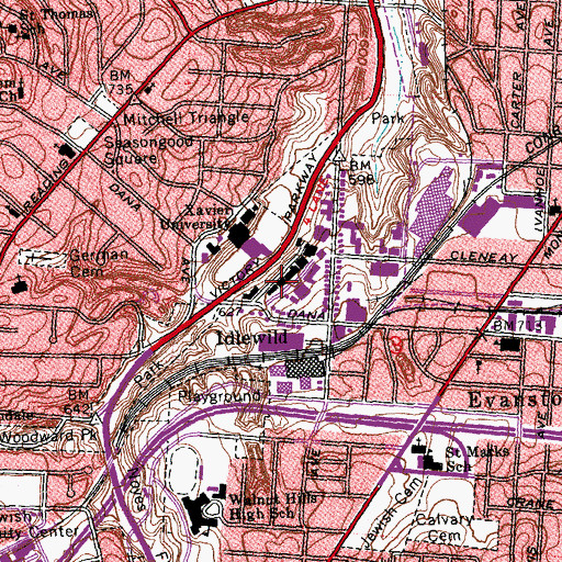 Topographic Map of Schmidt Hall, OH