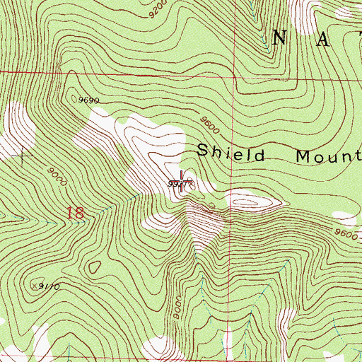 Topographic Map of Shield Mountain, CO