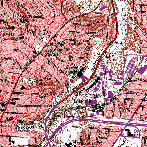 Topographic Map of Sycamore Hall, OH