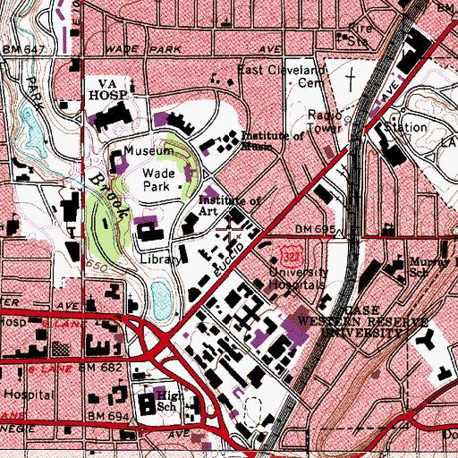 Topographic Map of Clark Hall, OH