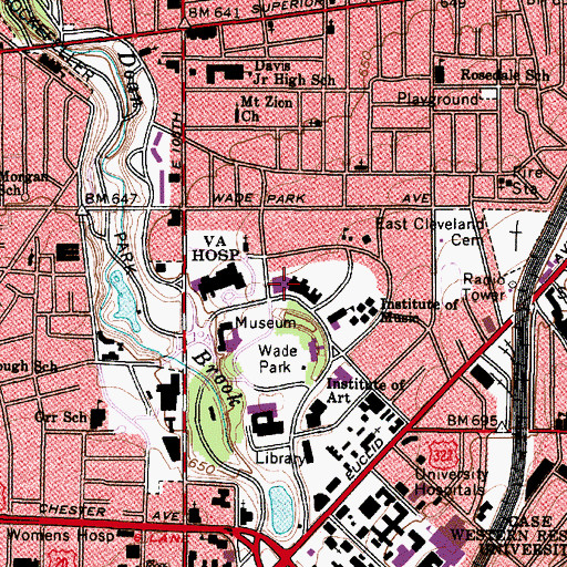 Topographic Map of Crawford Auto-Aviation Museum, OH