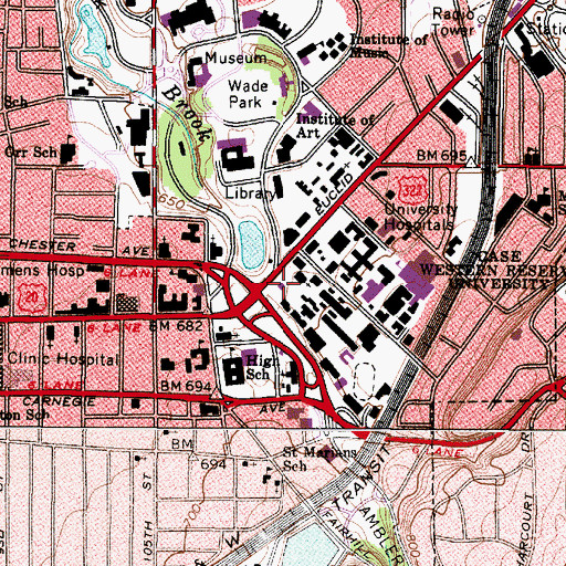Topographic Map of Crawford Hall, OH