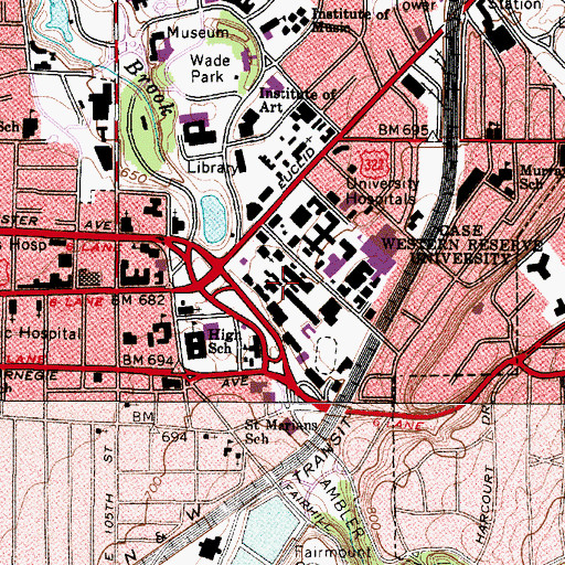 Topographic Map of Elred Hall, OH