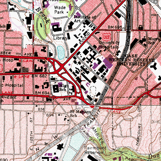 Topographic Map of Enterprise Hall, OH
