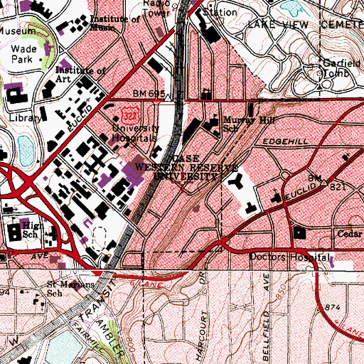 Topographic Map of First Church of Christ Scientist, OH