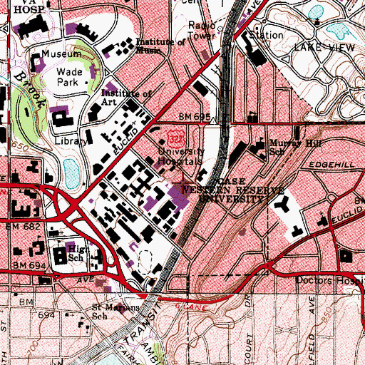 Topographic Map of Frances P Bolton School of Nursing, OH