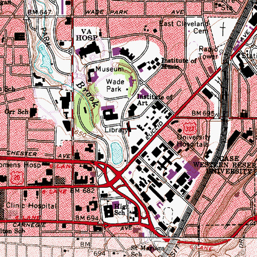 Topographic Map of Freiberger Library, OH