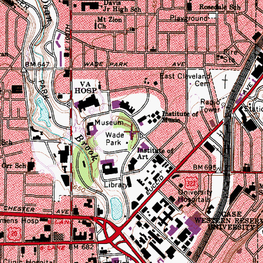 Topographic Map of Garden Center of Greater Cleveland, OH