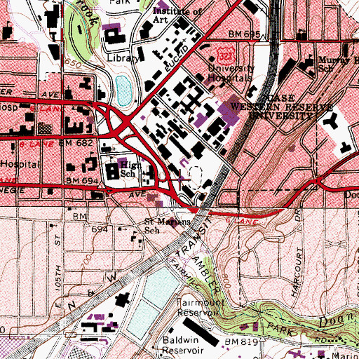Topographic Map of Glennan Building, OH