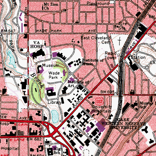 Topographic Map of Mandel School of Applied Social Science, OH