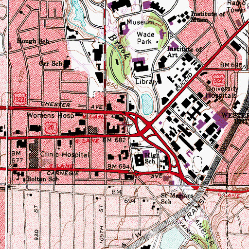 Topographic Map of Martin Luther King Branch Cleveland Public Library, OH