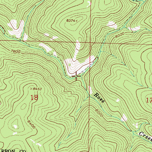 Topographic Map of Rose Creek, WY