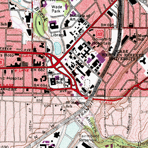 Topographic Map of Sears Library, OH