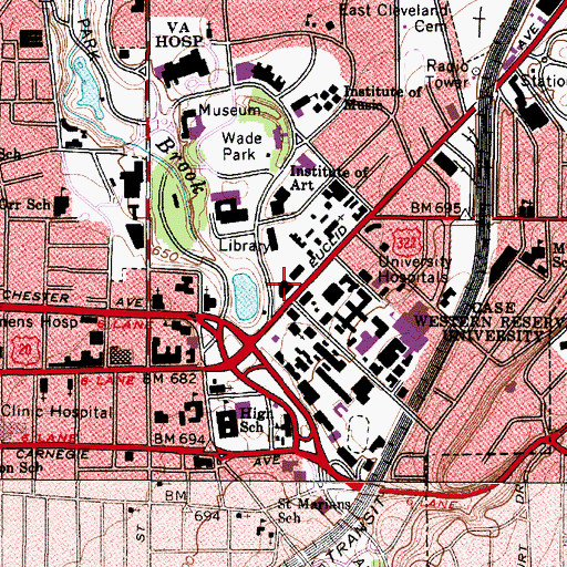 Topographic Map of Severance Hall, OH